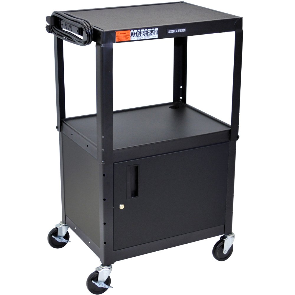 Luxor AVJ42C Height Adjustable A/V Steel Cart with Cabinet