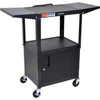 Luxor AVJ42CDL Adjustable Steel Cart with Cabinet and Drop Leaf