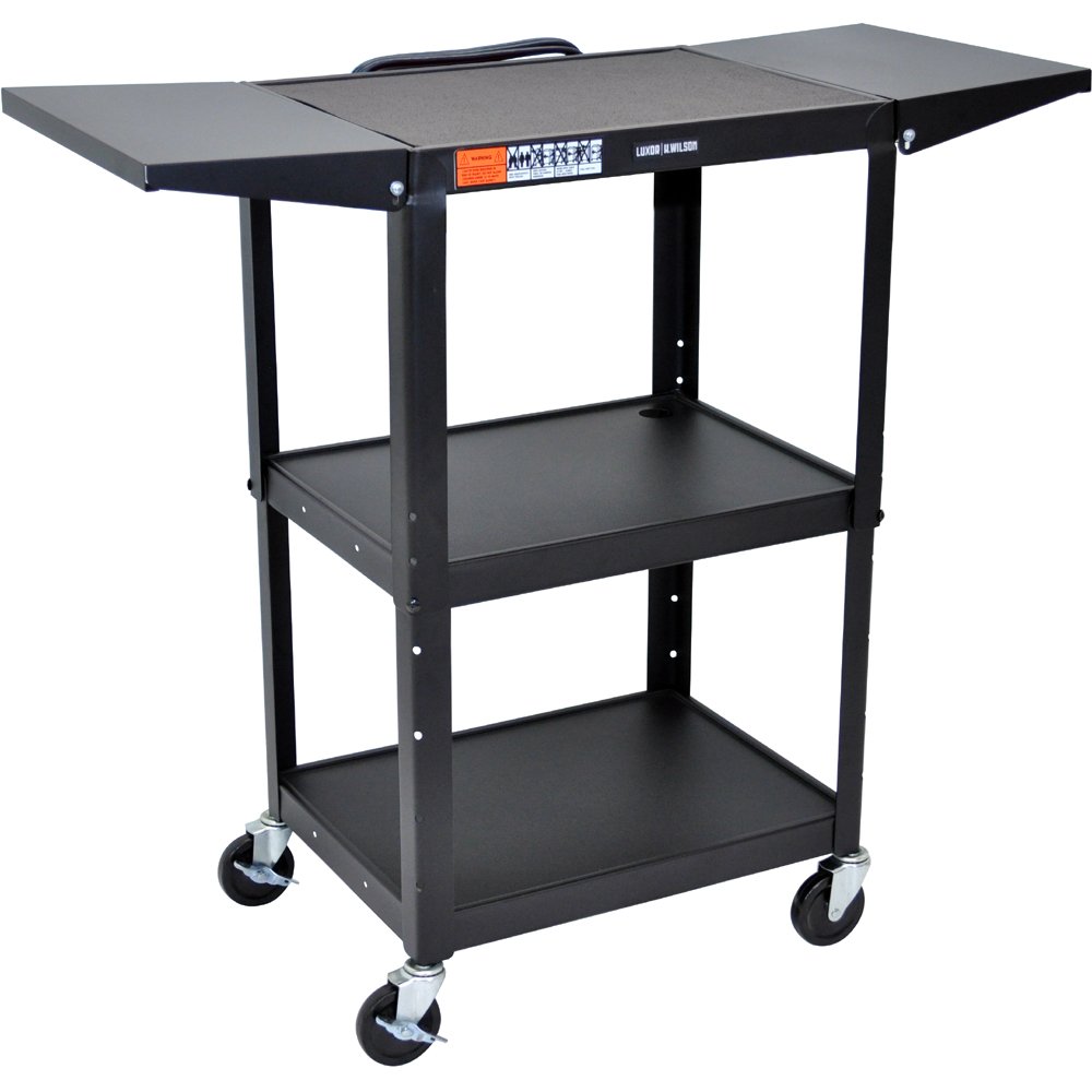 Luxor AVJ42DL Height Adjustable A/V Steel Cart with Drop Leaf