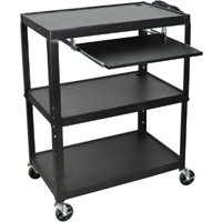 Luxor AVJ42XLKB Extra Large Adjustable Steel Cart, Pullout KB Tray