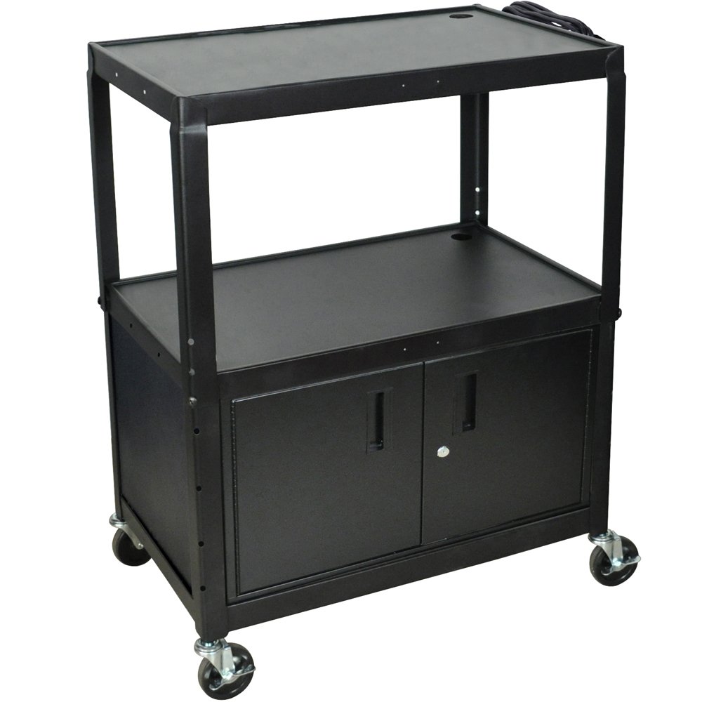 Luxor AVJ42XLC Extra Large Height Adjustable Steel Cart, Cabinet