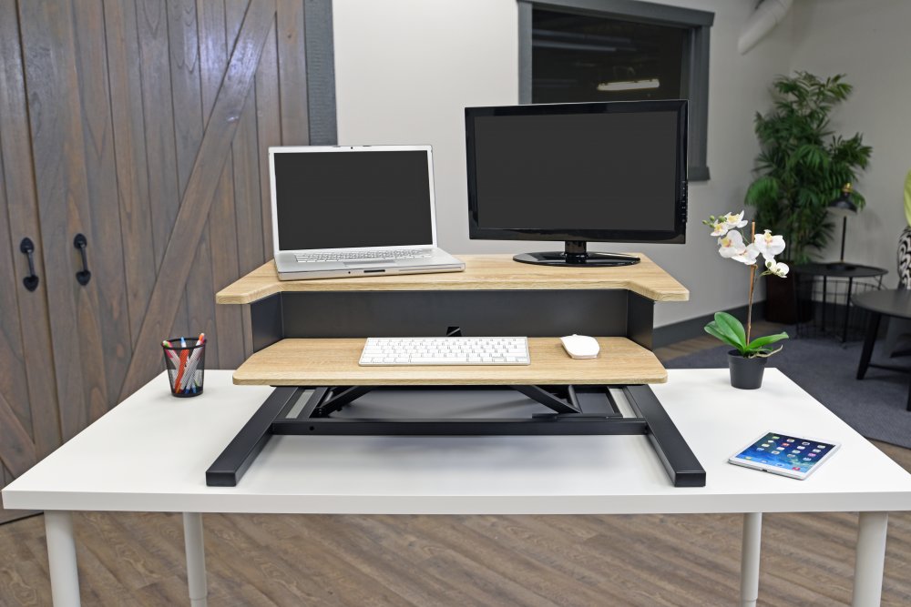 Luxor CVTR-PRO-XX Two-Tier Pneumatic Standing Desk Converter 