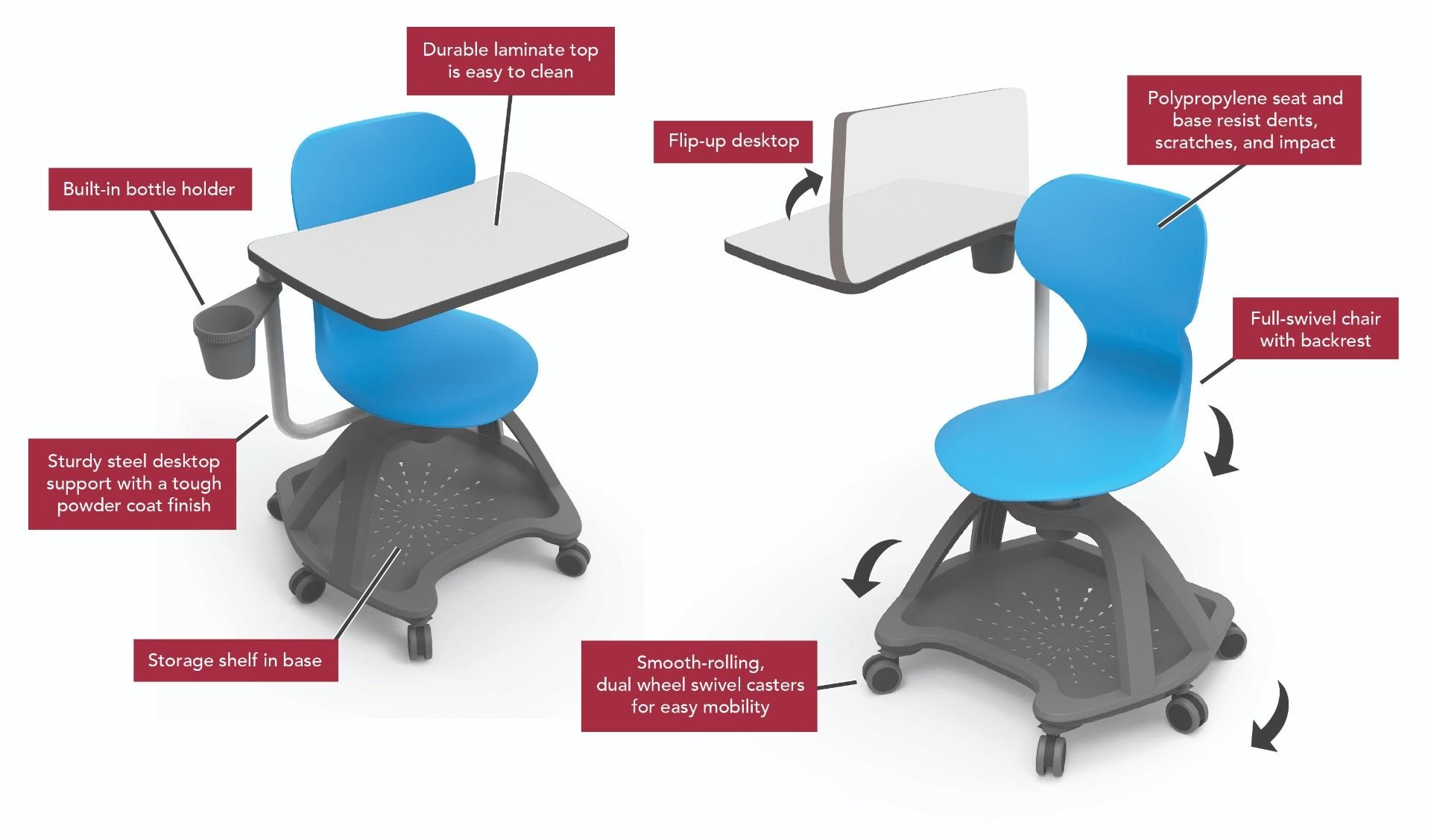 Luxor STUDENT-MTACHR All-In-One Student Desk and Chair