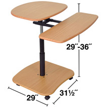 Technical Drawing for Luxor LAMC2936 Height Adjustable (29-36") Mobile Workstation