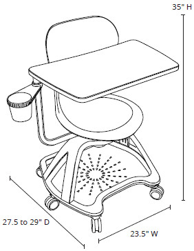 Technical Drawing for Luxor STUDENT-MTACHR All-In-One Student Desk and Chair