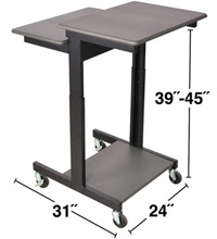 Technical Drawing for Luxor PS3945 Mobile Height Adjustable Presentation Station