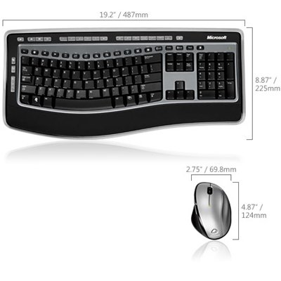 Microsoft XSA-00001 Wireless Laser Ergonomic Keyboard Desktop 6000 V3 Black- Silver