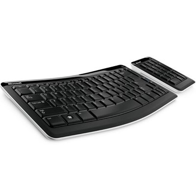 Side view of Microsoft CXD-00001 Bluetooth Wireless Mobile Keyboard 6000 and Number Pad