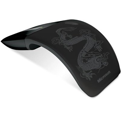 Curve the Microsoft RVF-00027 Arc Touch Mouse for use, flatten for storage