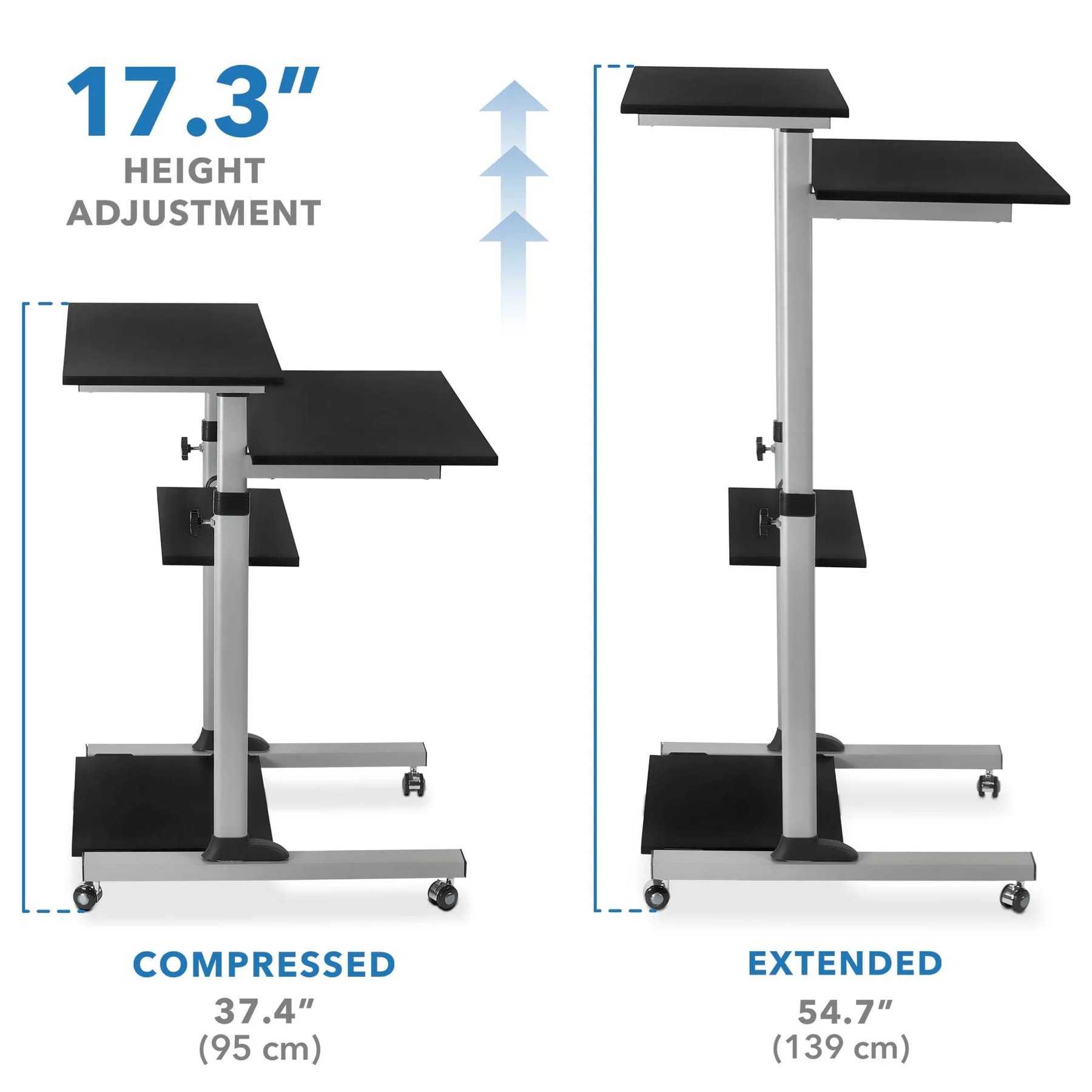 Mount IT! Height Adjustable Rolling Stand Up Desk - MI-7940