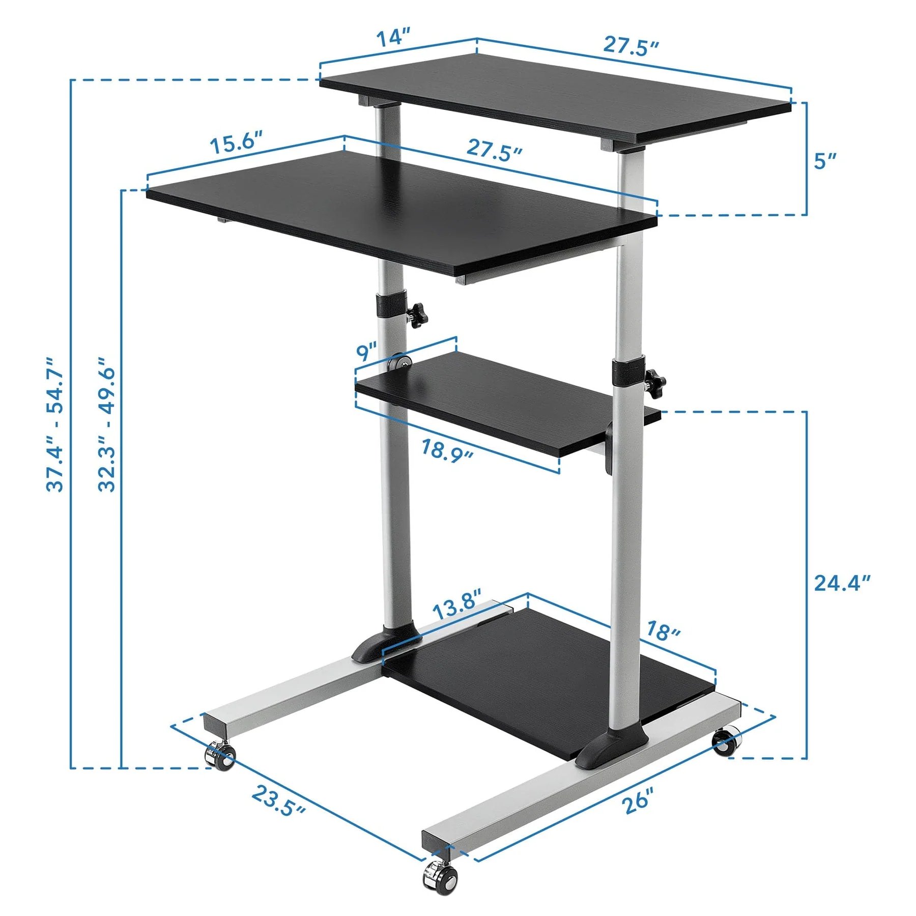 Mount IT! Height Adjustable Rolling Stand Up Desk - MI-7940
