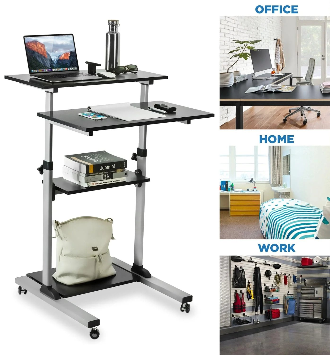 Mount IT! Height Adjustable Rolling Stand Up Desk - MI-7940