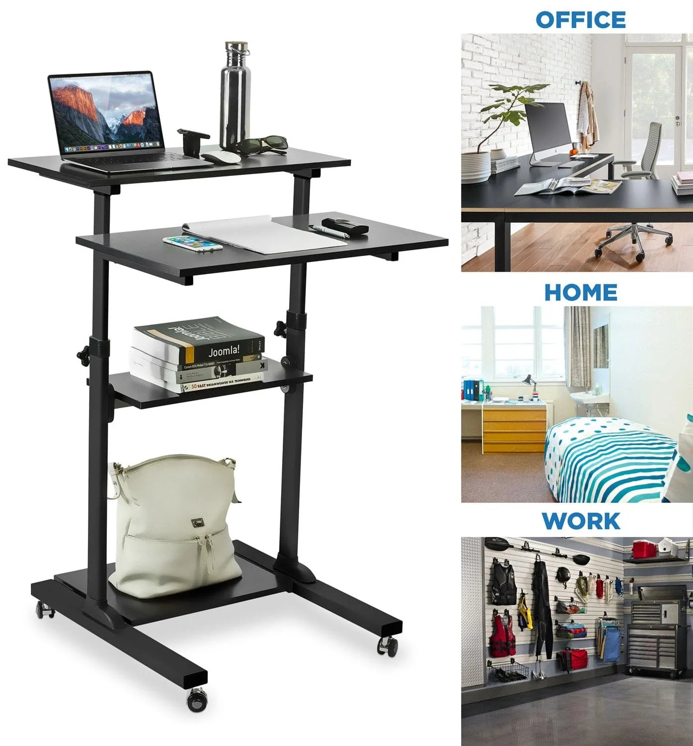 Mount IT! Height Adjustable Rolling Stand Up Desk - MI-7940