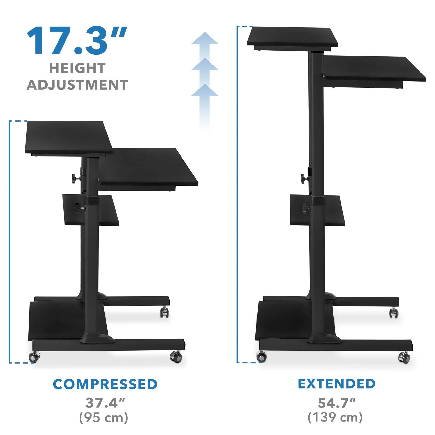 Mount IT! Height Adjustable Rolling Stand Up Desk - MI-7940