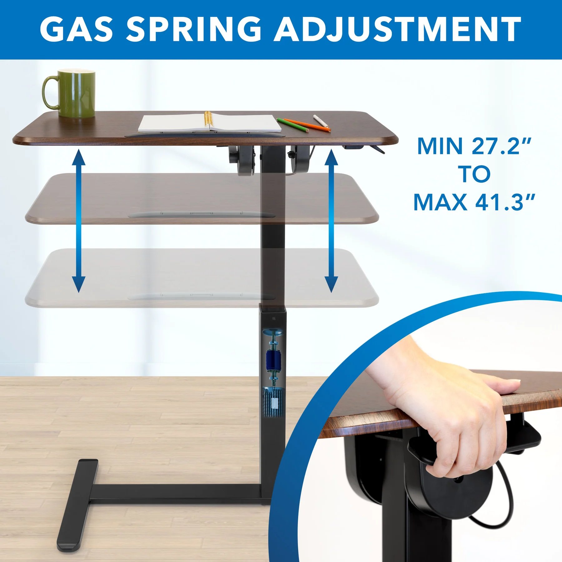 Mount-IT! Height Adjustable Overbed Desk with Tilt Tabletop - MI-8045