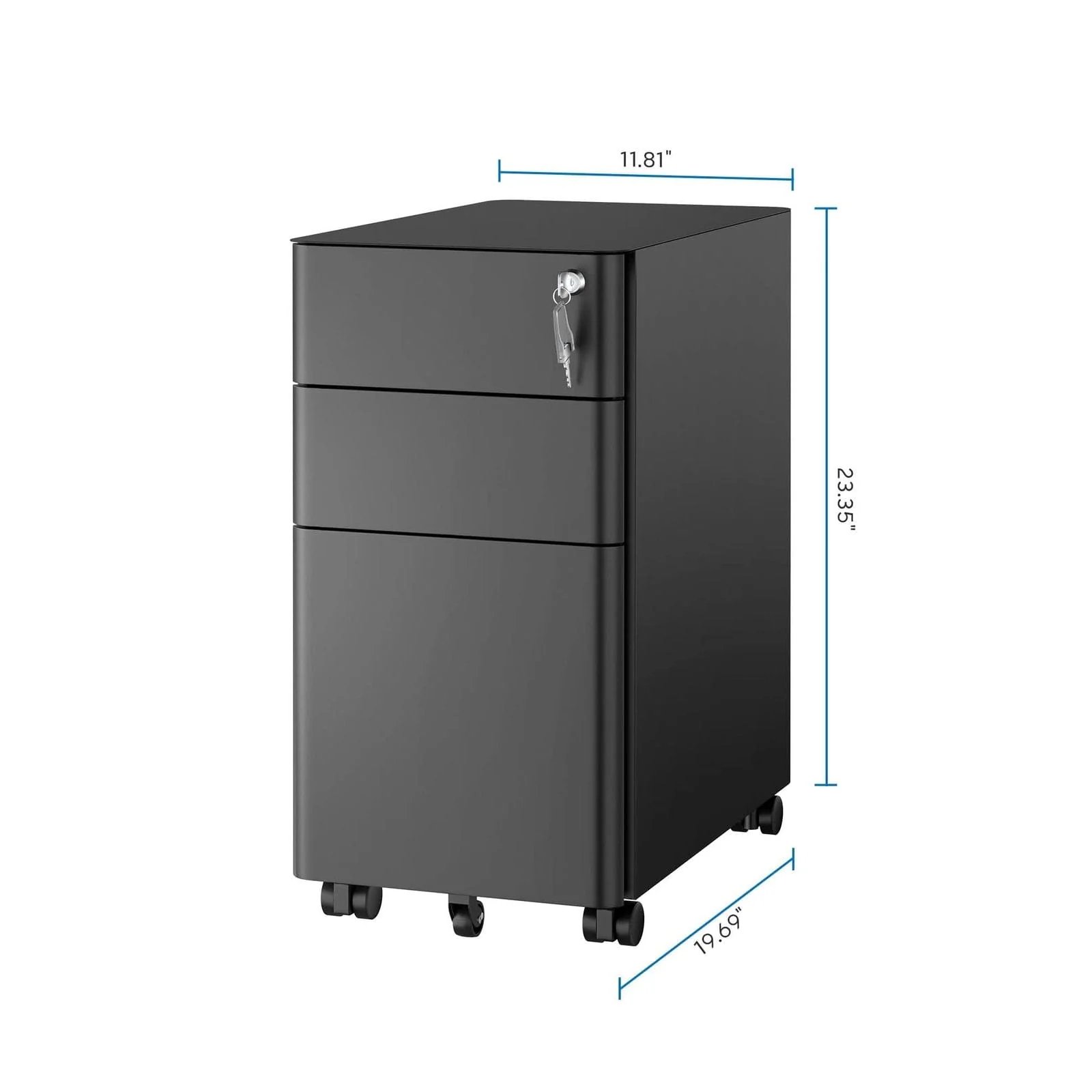 MOUNT-IT! MI-944 Slim Rolling File Cabinet with 3 Drawers