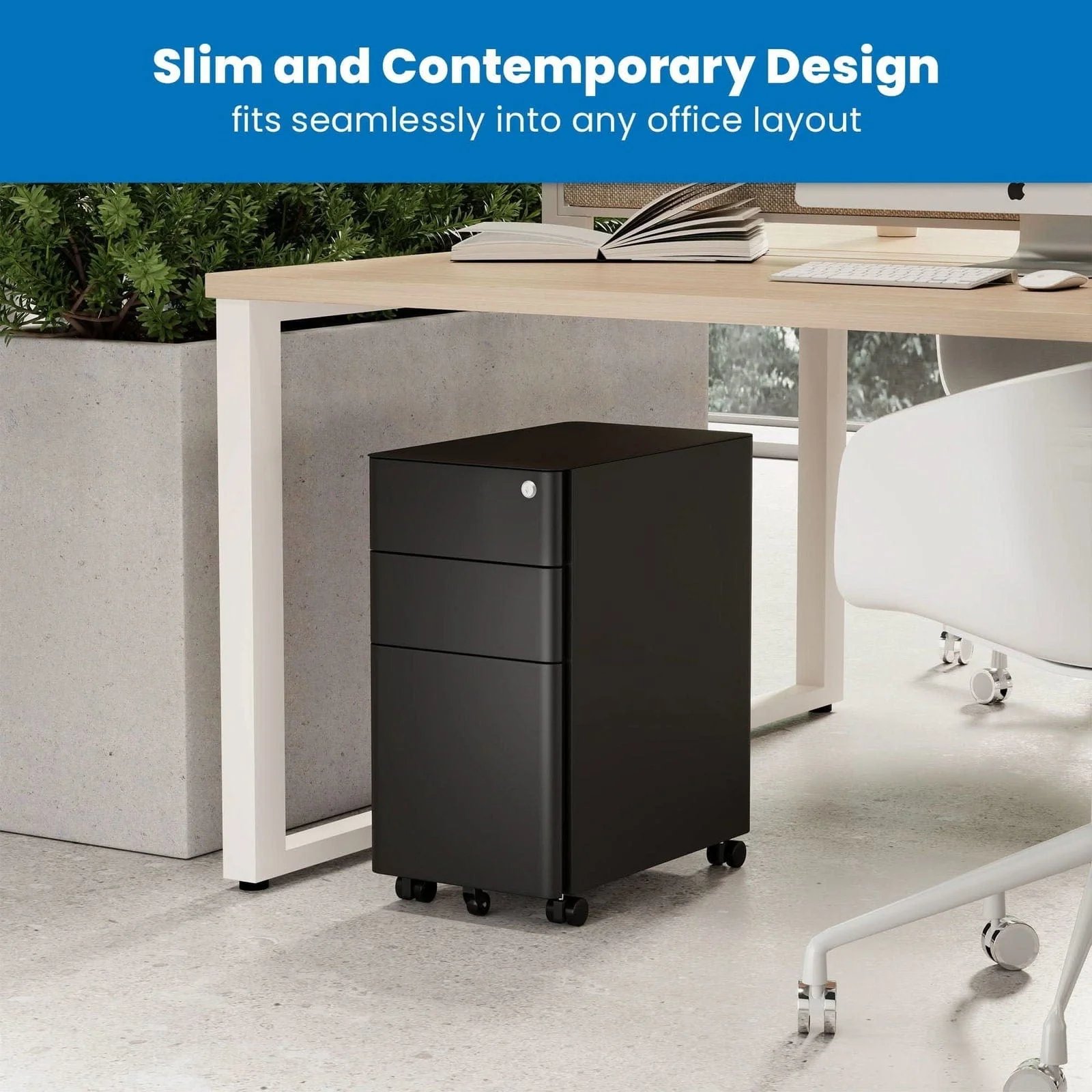 MOUNT-IT! MI-944 Slim Rolling File Cabinet with 3 Drawers