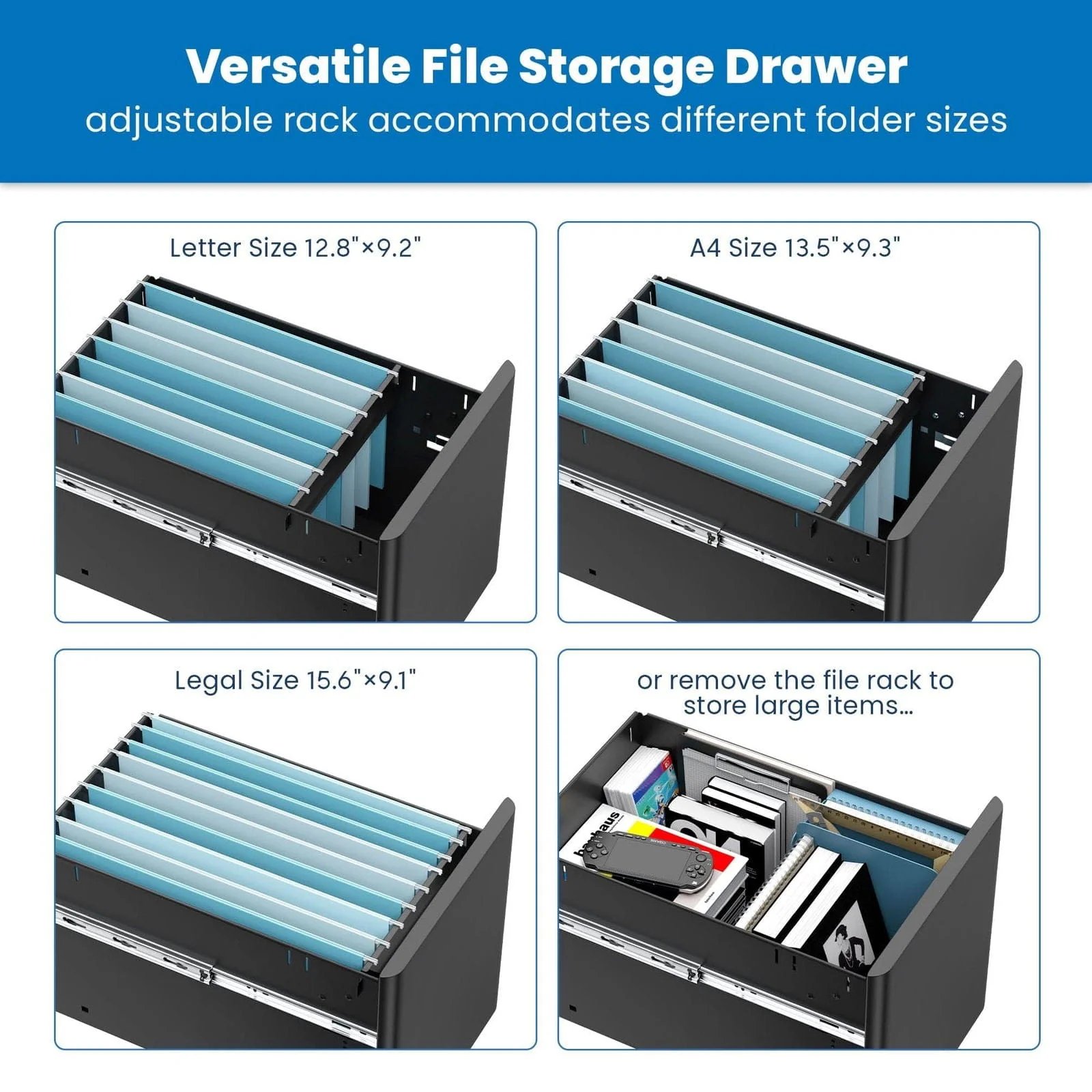 MOUNT-IT! MI-944 Slim Rolling File Cabinet with 3 Drawers