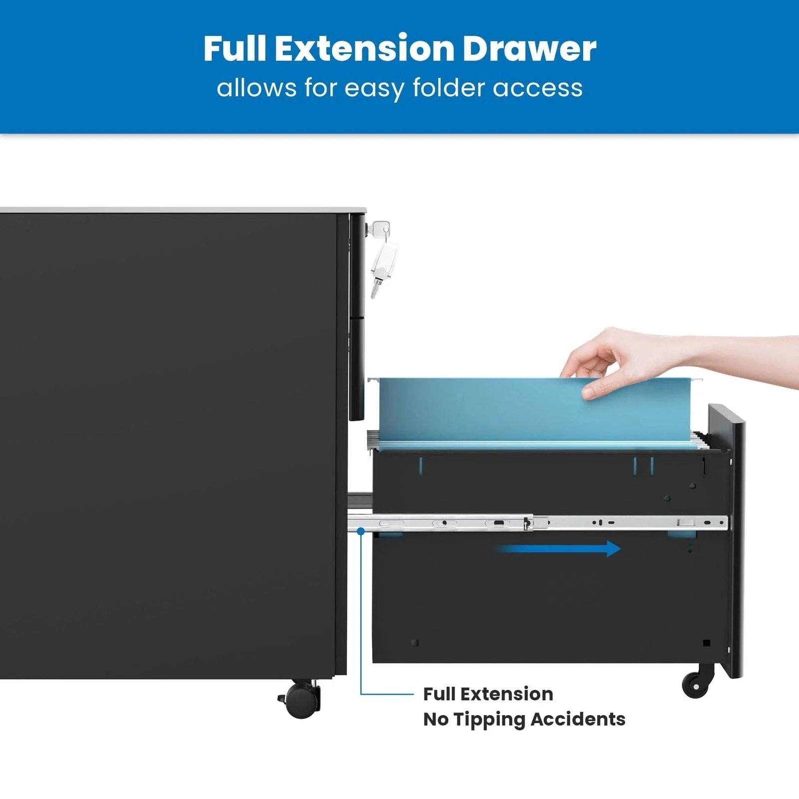 MOUNT-IT! MI-944 Slim Rolling File Cabinet with 3 Drawers