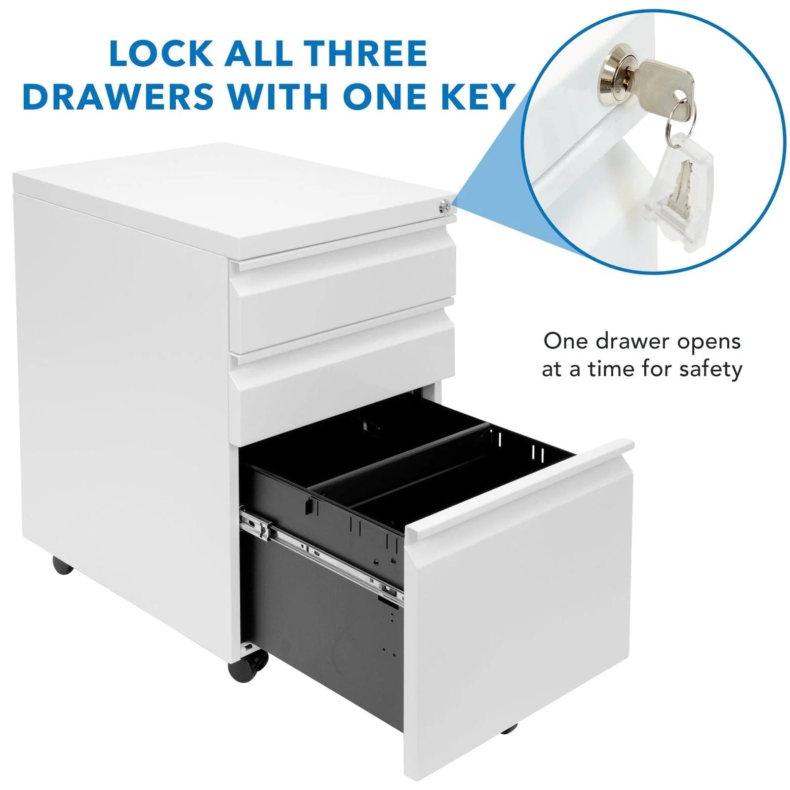 MOUNT-IT! MI-941 Mobile File Cabinet with 3 Drawers