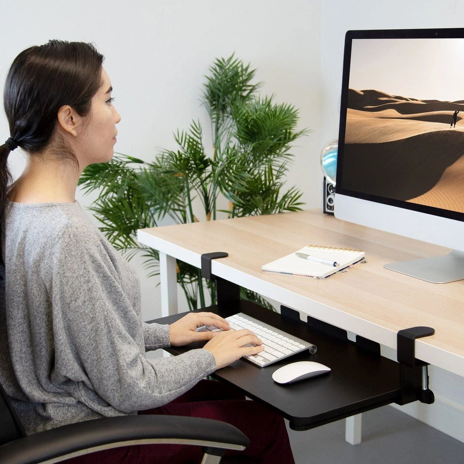MOUNT-IT! Clamp-On Adjustable Keyboard and Mouse Tray - MI-7147
