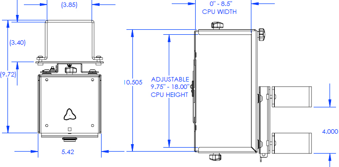 Technical Drawing for Chief QMP1C CPU Mount for Music Production Center