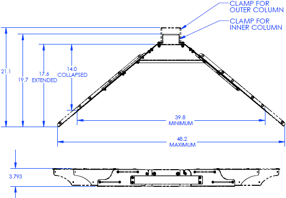 Technical Drawing for Chief QMP1MK Music Stand Keyboard