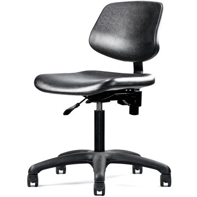 Side view of Neutral Posture Graphite Urethane Task, Stool, Lab, Industrial, Healthcare, Cleanroom Chair