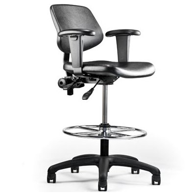 Neutral Posture Graphite NCU551 Urethane Task, Stool, Lab, Industrial, Healthcare, Cleanroom Chair with L5 Cylinder and R2 Footring