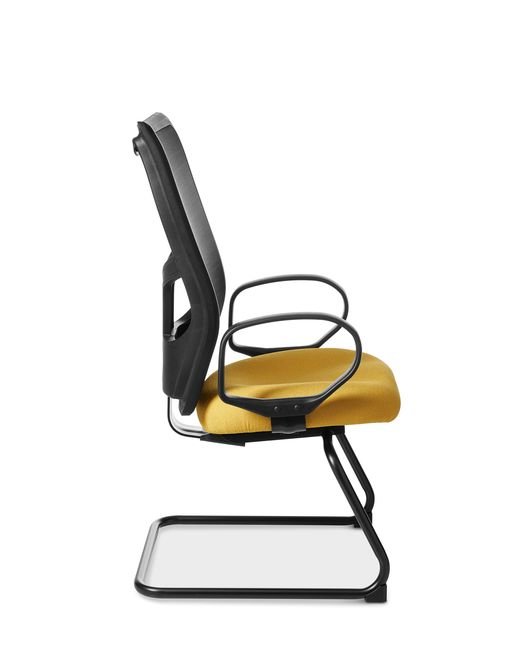 Full Side View of Office Master YS76S Mesh back Sled Base Chair