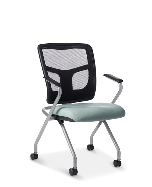 Office Master YS70N Nesting Chair with Silver Powdercoated Frame