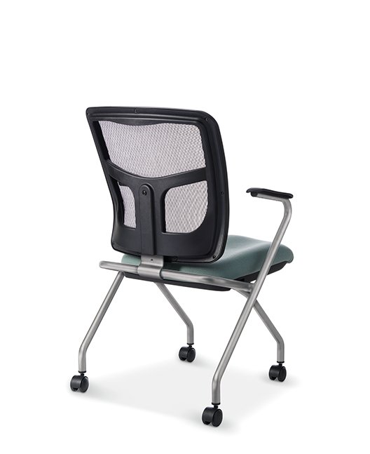 Back View of OM YS70N Nesting Chair with Silver Powdercoated Frame