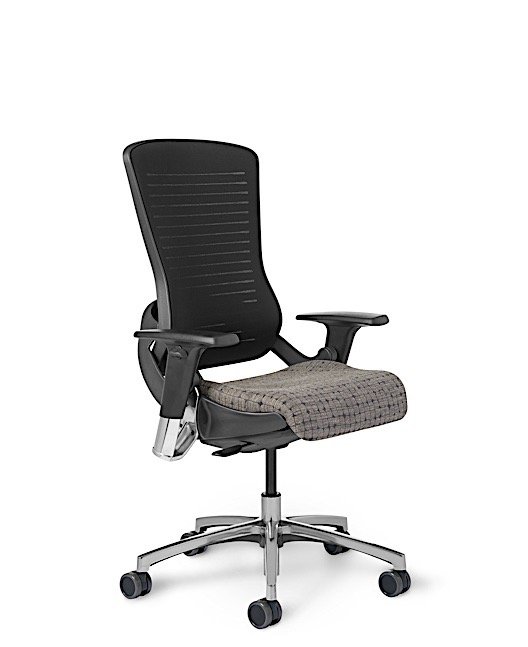 Side View - Tall Back OM5 Chair with Polished Aluminum Base Side View - Tall Back OM5 Chair with Polished Aluminum Base