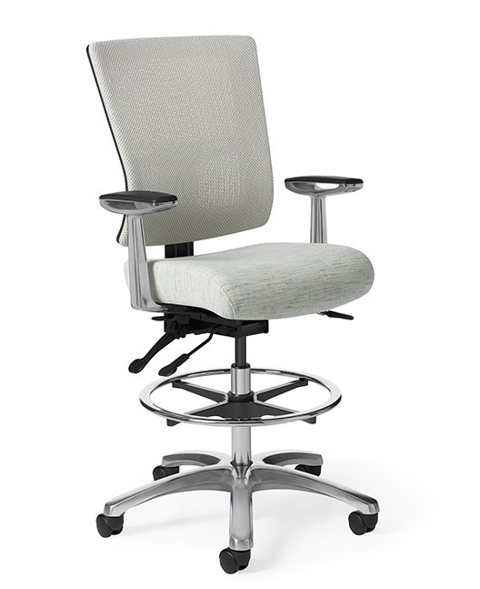 Side view of Office Master AF515 Affirm Simple Mid-Back Adj Foot Ring Stool