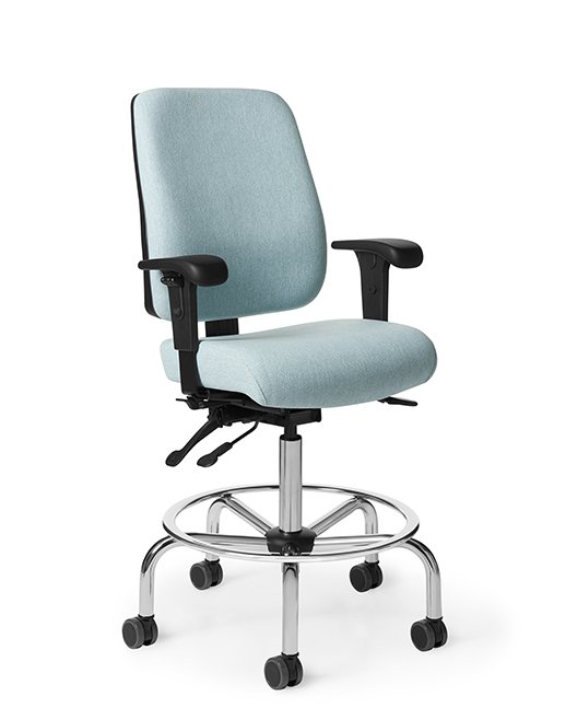 Front view of Office Master AF413 Cushioned Back Stool with 22" Fixed Foot Ring