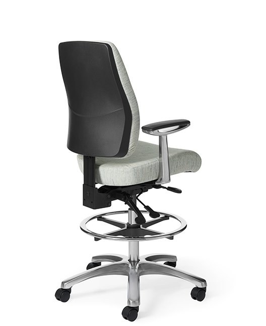Back view of Office Master AF415 Cushioned Back Stool with 20" Adjustable Foot Ring