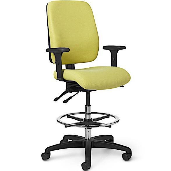 Side view of Office Master AF415 Cushioned Back Stool with 20" Adjustable Foot Ring