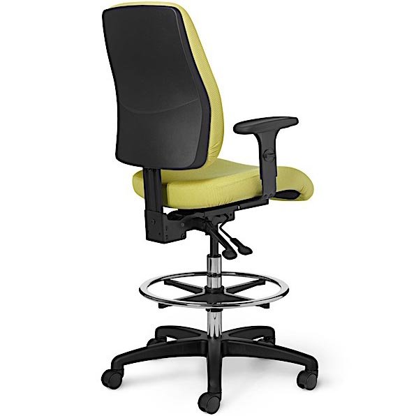 Back view of Office Master AF415 Cushioned Back Stool with 20" Adjustable Foot Ring