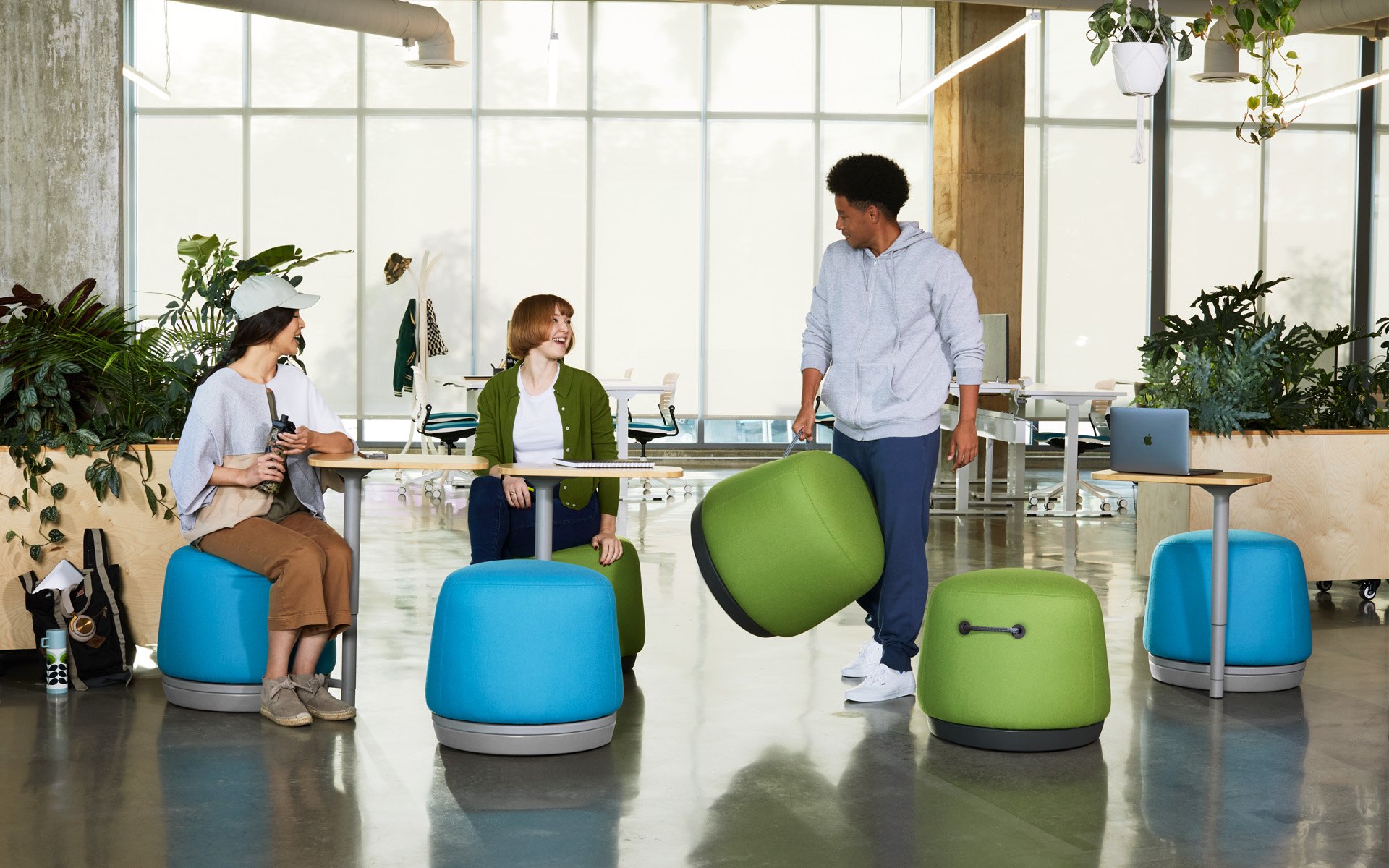 Office Master PLT-T (OM Seating) Pouf with Tablet Plot Twist