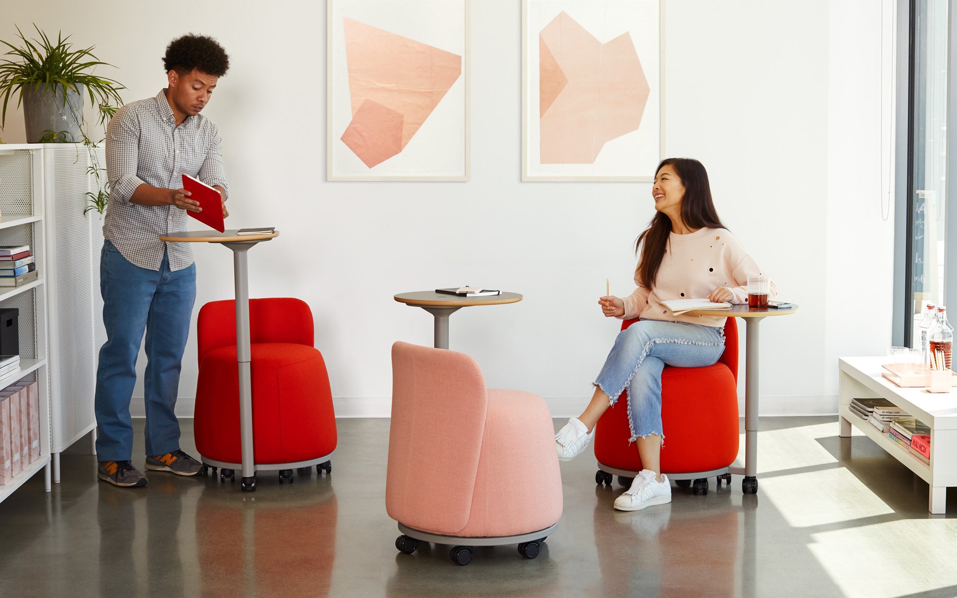 Office Master PLT-BT (OM Seating) Pouf with Backrest and Tablet Plot Twist