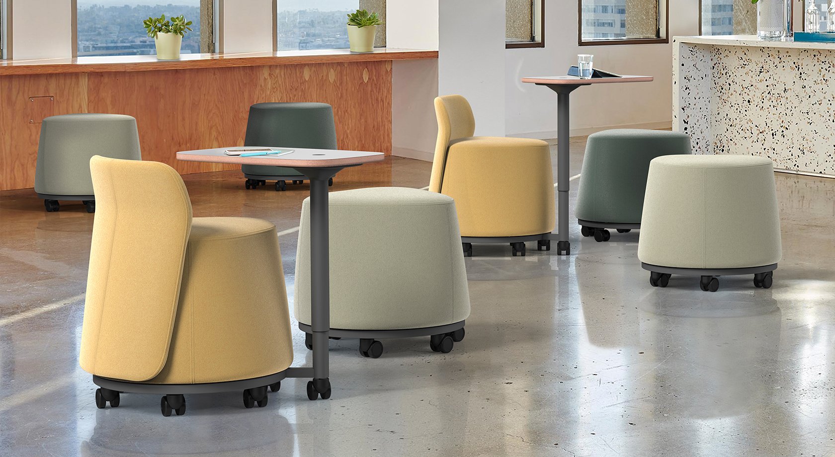 Office Master PLT-BT (OM Seating) Pouf with Backrest and Tablet Plot Twist