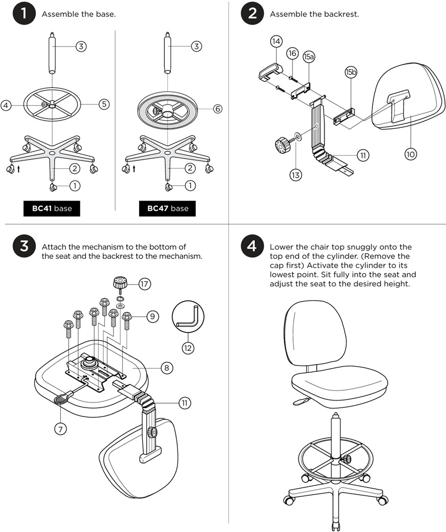 Assembly Instructions of Office Master BC87 (OM Seating) BC Series Ergonomic High Back Budget Chair