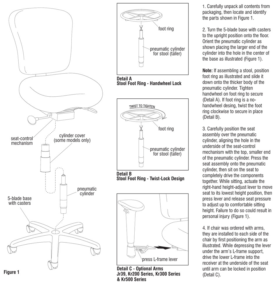 Assembly Instructions of Office Master CL15 (OM Seating) Classic Lab and Healthcare Ergonomic Stool