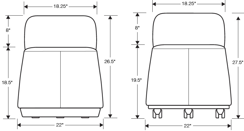 Technical drawing for Office Master PLT-T Pouf with Tablet Plot Twist