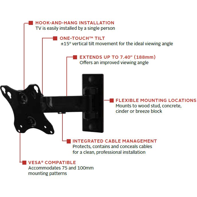 Peerless PP730 Paramount Pivot Wall Mount for 10"-29" Displays