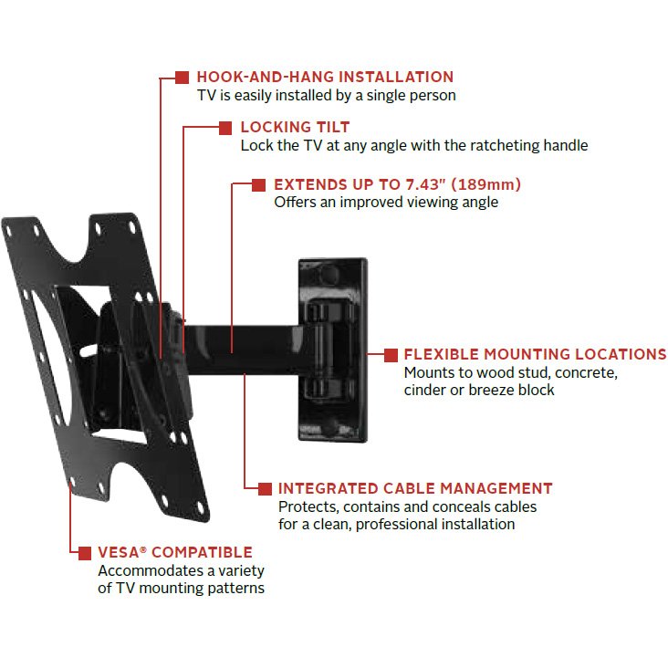 Peerless PP740 Paramount Pivot Wall Mount for 22"-40" Displays