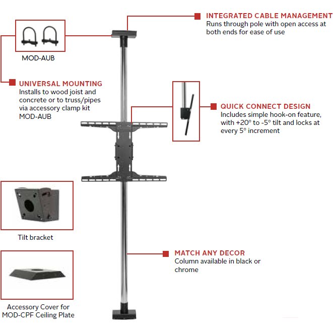 Peerless MOD-FCSKIT300 Modular Series Floor-to-Ceiling Kit up to 75"