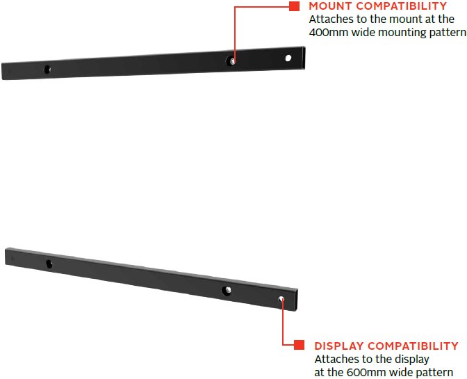 Peerless ACC-V600X Accessory Adapter Rails for VESA 600x400mm