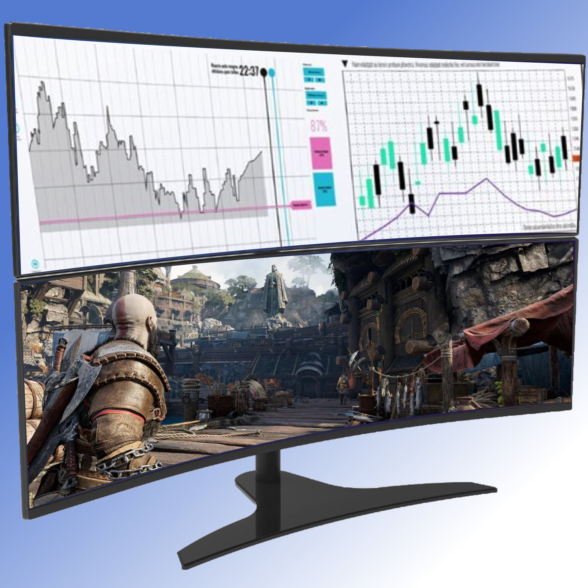 EDM-2x49 Freestanding Desktop Stand for Stacking two Samsung G9 Ultra-Wide Curved 49" Monitors 