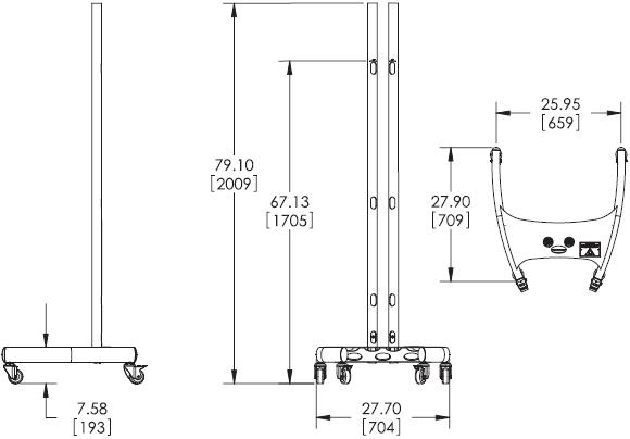 Technical Drawings for Premier PSD-EB72C Elliptical Floor Cart Stand with Poles